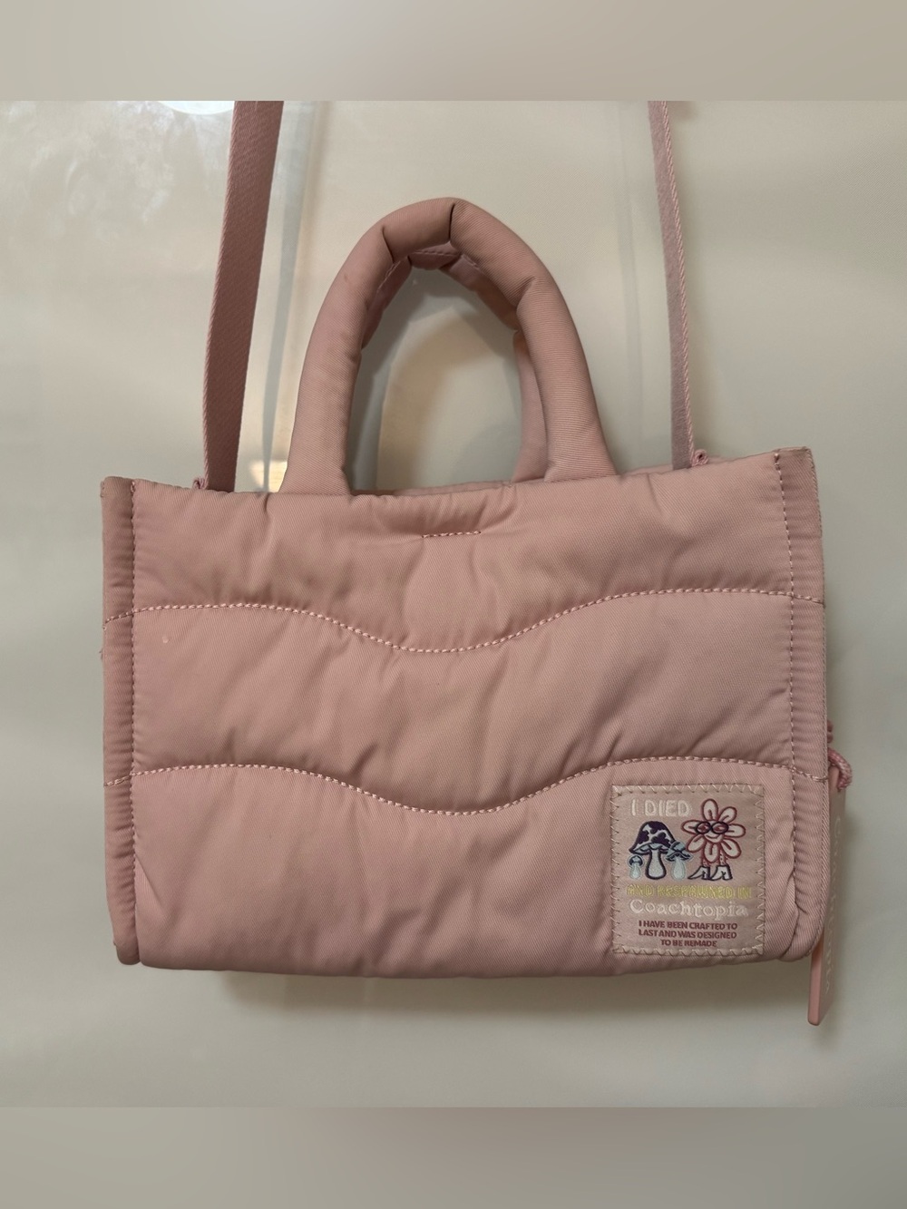 Coach coachtopia mini loop pink puffer puffy tote bag purse crossbody eco recycl - Picture 11 of 16